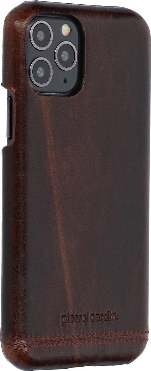 DonkerBruin hoesje van Pierre Cardin - Backcover - iPhone 11 Pro - Genuine leather - Echt Leer