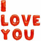 Valentijn/liefde ballonnen 40 cm met tekst 'I LOVE YOU' 3 stuks