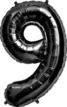 Ballon hélium - Ballon numéro - Numéro 9-9 ans - Anniversaire - Zwart - Ballon noir - LunaLux