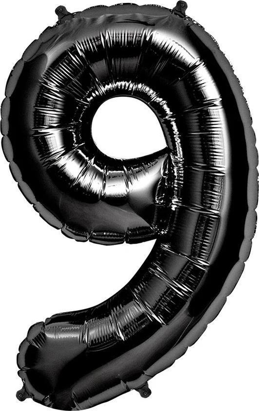 Helium ballon - Cijfer ballon - Nummer 9 - 9 jaar - Verjaardag - Zwart - Zwarte ballon -