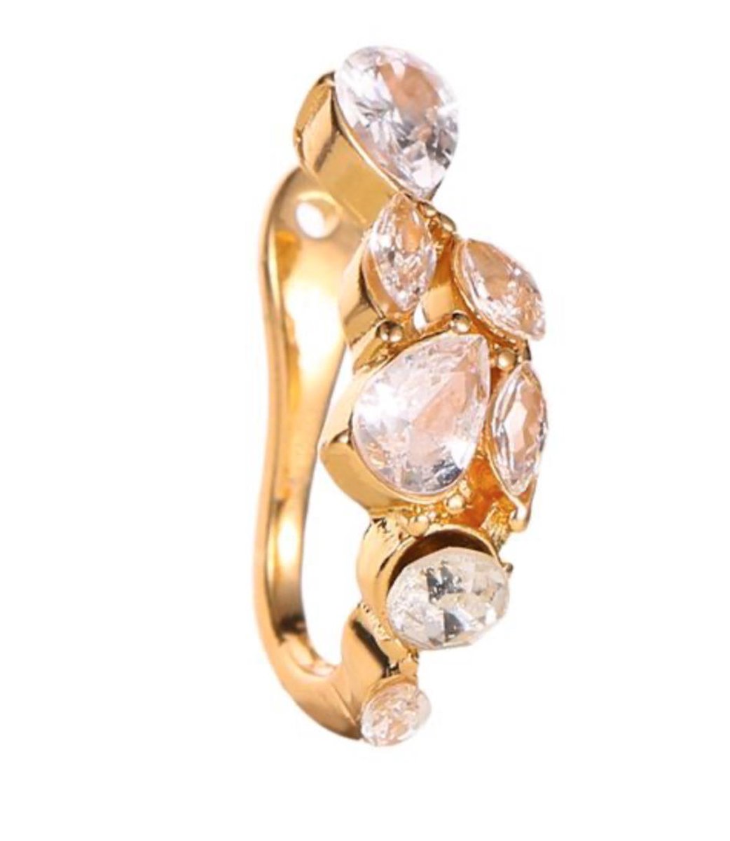 Ear cuff met steentjes | goud gekleurd