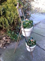 Tuin plantenrek voor 2 plantjes metaal van Evergreen Home Decoration  70x17x30 cm