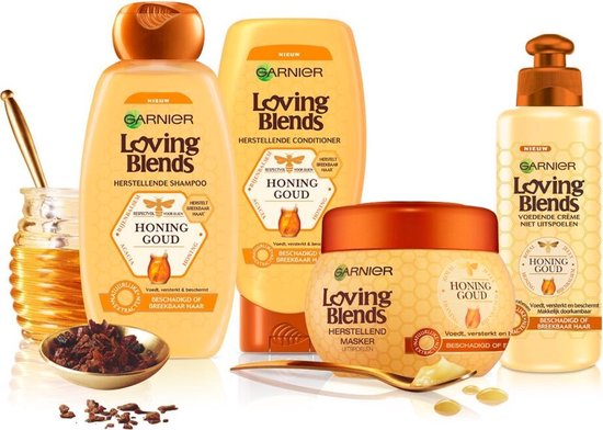 Garnier Loving Blends Honing Goud Shampoo, Conditioner, Haarmasker &  Leave-in crème Pakket | bol.com