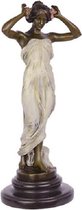 Beeld brons - Nimf van de vallei - decoratief - Vrouw in jurk - 34,2 cm hoog