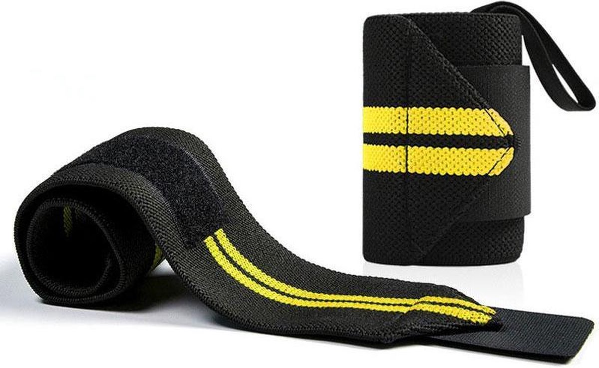 Wrist Wraps - Lifting Straps - Fitness Polsband - Crossfit Polsband - Zwart / Multicolor Strepen - 2 stuks