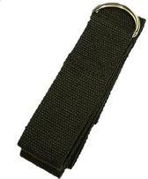 Yogi & Yogini Yoga riem met D-ring - Yogariem - Katoen - Zwart - 183 cm X 4 cm