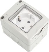 Wandcontactdoos - Aigi Trenck - Opbouw - Enkel - Randaarde - Waterdicht IP55 - Grijs - BES LED