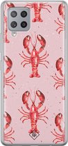 Samsung A42 hoesje siliconen - Lobster all the way | Samsung Galaxy A42 case | Roze | TPU backcover transparant