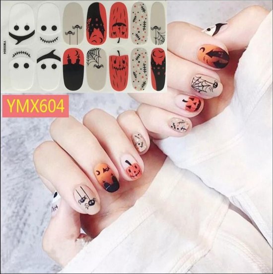 Evadollina Halloween Nagelsticker – 8 Blätter Mit Spinnen & Schädeln | Selbstklebend, Für Nail Art & Design