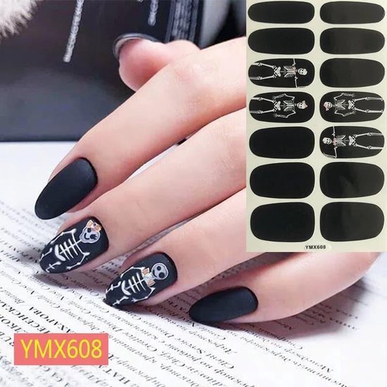 Informeer Klas Intentie Halloween zwart skelet nagel stickers nail art | bol.com