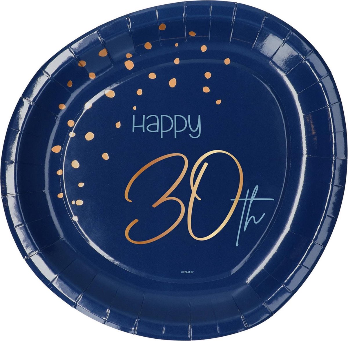 Folat - Borden Elegant True Blue 30 Jaar 23 cm - 8 stuks