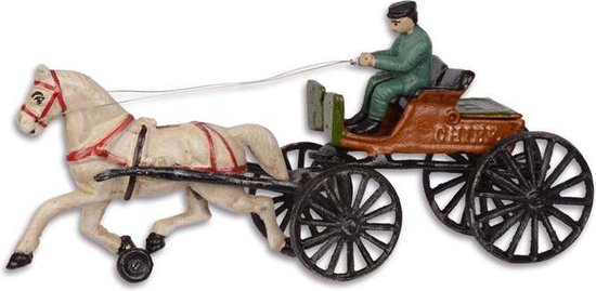 Paard en wagen - Gietijzeren beeld - Dieren - 16,2 cm hoog | bol