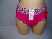 Dames slips 3 pack Fine women katoen met bamboe effen met panterprint fuchsia roze XXL