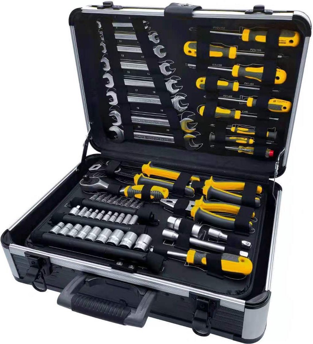 ALDORR Tools - 89-Delige gereedschapsset in koffer - Toolbox - Gereedschapskoffer Gevuld - Gereedschapskist - Schroevendraaierset - Steeksleutelset - Handgereedschap - Basisgereedschap - Met Ratel & Meer