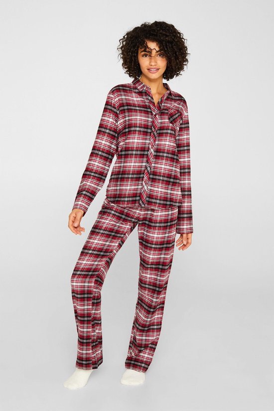 Esprit Pyjama lange mouw flannel - 119EF1Y035 - ruit - maat 46 | bol