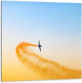 Dibond - Uitstoot Vliegtuig - 100x100cm Foto op Aluminium (Wanddecoratie van metaal)