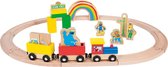 SESAMSTRAAT houten treinset - 27 stuks - Houten speelgoed vanaf 2 jaar