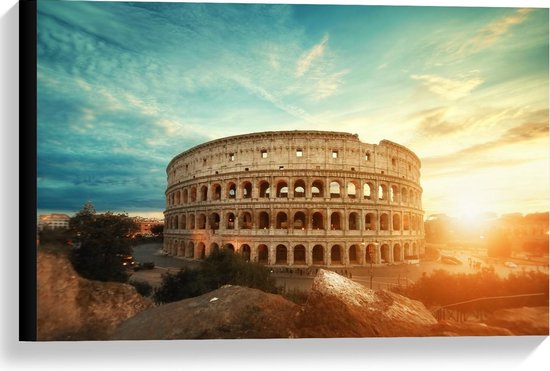 Foto: Canvas colosseum in rome bij zonsondergang 60x40cm foto op canvas schilderij wanddecoratie op canvas 