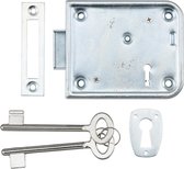 AXA Oplegdeurslot (model 7313) Staal gegalvaniseerd: Voor stal-, schuur- of poortdeur, afsluitbaar met sleutel (incl. 2 sleutels).