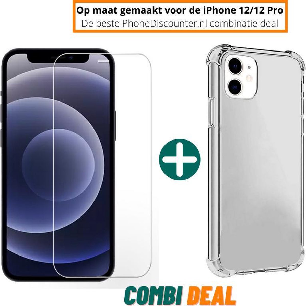 Fooniq Anti Shock Hoesje Transparant + Screenprotector - Geschikt Voor Apple iPhone 12
