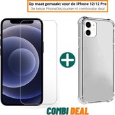 Fooniq Anti Shock Hoesje Transparant + Screenprotector - Geschikt Voor Apple iPhone 12