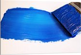 Dibond - Blauwe Plakkaat Verf  - 120x80cm Foto op Aluminium (Wanddecoratie van metaal)