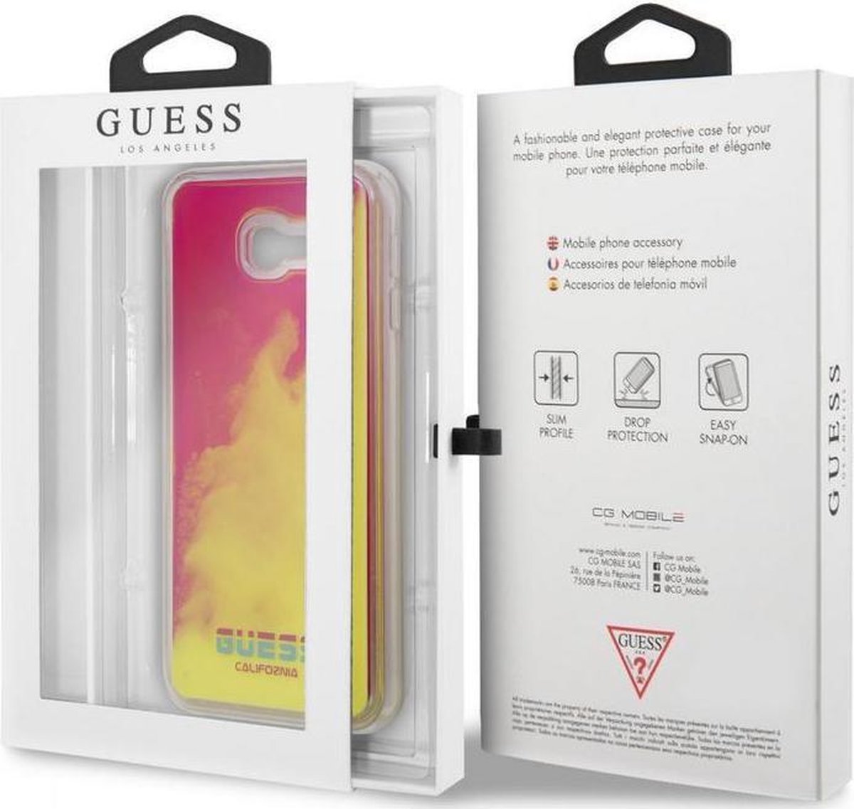 Guess Liquid Glow in the Dark Back Case - Geschikt voor Samsung Galaxy J4 PLUS - Geel