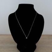 Yoonz - ketting - "diamant" steentje - zilver kleurig - stainless steel - 38,5 cm + 6,5 cm verlengstuk