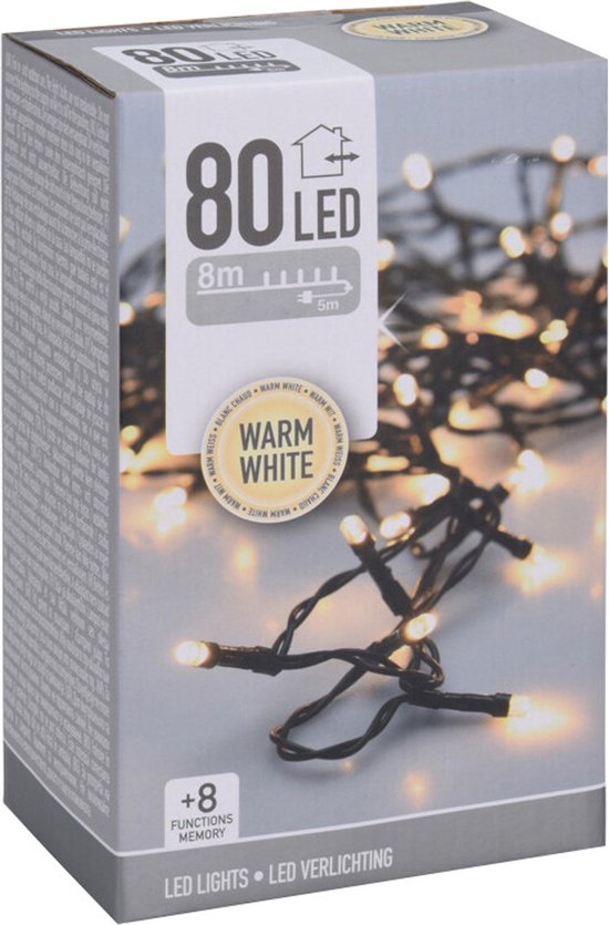 Kerstverlichting warm wit buiten 80 lampjes 800 cm