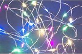 2x Draadverlichting zilver met gekleurde LED lampjes 2 meter op batterijen met timer - Kerstverlichting lichtsnoeren