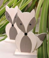 Set van 6 houten vosjes op voetje | decoratie | knutsel | hobby | bedankje | geschenk | babyshower