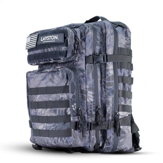 LAYSTON Rugzak 45L Waterdicht - 17 inch Laptoptas - Sporttas - Schooltas - Camo Blauw - Voor Dames en Heren - Tactical Backpack - 45 Liter