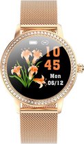 Belesy® ELEGANT - Smartwatch Dames - Horloge - 1.3 inch - Kleurenscherm - Stappenteller - Bloeddruk - Hartslag - Staal - Rose Goud
