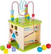 Kralenspiraal met vormenstoof - Kubus - Multi kleuren - Hout speelgoed vanaf 1 jaar