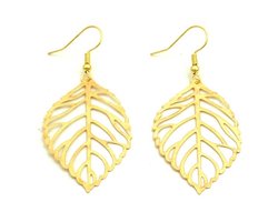 Miresa Oorbellen - Veer – Blad Hanger – Goudkleurig