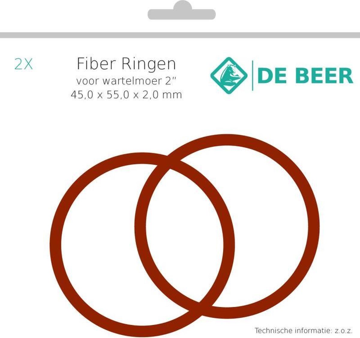 De Beer pakkingring 2 45x55x2 mm - 2 stuks