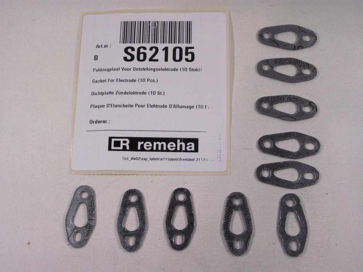 Remeha S62105 Pakkingplaat Ontstekingselektrode t.b.v. Avanta, Calenta & Tzerra - Set van 10 stuks