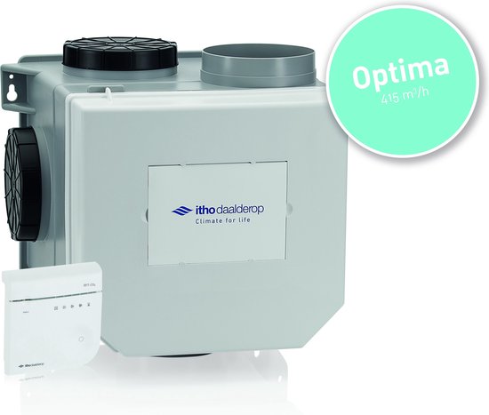 Itho Daalderop CVE-S CO2 ventilator 415 m³/h met vochtsensor, RF afstandsbediening, compact, 125 mm aansluiting