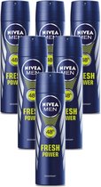 Nivea Men Deodorant - Fresh Power - 6 x 150 ml - Voordeelverpakking