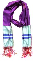 Pashmina sjaal met zijde en viscose Paars Licht Zeegroen met strippen