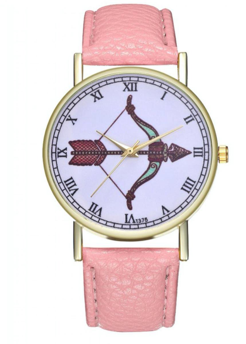 Hidzo Horloge Pijl en Boog Ø 38 - Lichtroze - Kunstleer