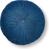 Dutch Decor KAJA - Sierkussen rond velvet Provincial Blue 40 cm - blauw