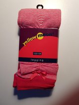 Katoenen legging, wit met rood streepje en strikje maat 98-104