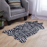 Vloerkleed zebra print - 75x110 CM - Dierenvel zebravel zebrahuid Vloerkleed tapijt zwart wit strepen