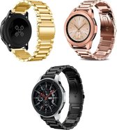 Smartwatch bandje - 3 pack - Geschikt voor Samsung Galaxy Watch 3 41mm, Active 2, 20mm horlogebandje - RVS metaal - Fungus - Schakel - Goud Zwart Rosegoud