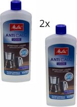 Melitta anti calc liquid ontkalker - 2x fles 250ml - ontkalkingsmiddel voor filter koffiezetapparaten en waterkokers