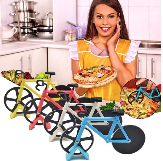 Fiets pizzames - fiets pizzasnijder - fiets pizza cutter leuke pizzames bol.com