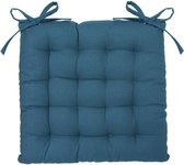 Atmosphera Coussin de chaise Loria 38 x 38 cm - Avec 2 rubans - 100% coton - Bleu de mer