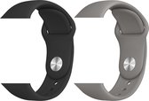 2 sport bandjes geschikt voor Apple Smartwatch 38/40 mm S/M – YOUNIQ – Zwart & Donker Grijs – iWatch Series 1/2/3/4/5/6/SE - Horloge Band Straps geschikt voor Apple watch