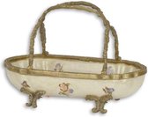 Porseleinen mandje - Mand - Bronzen afwerking - 14 cm hoog